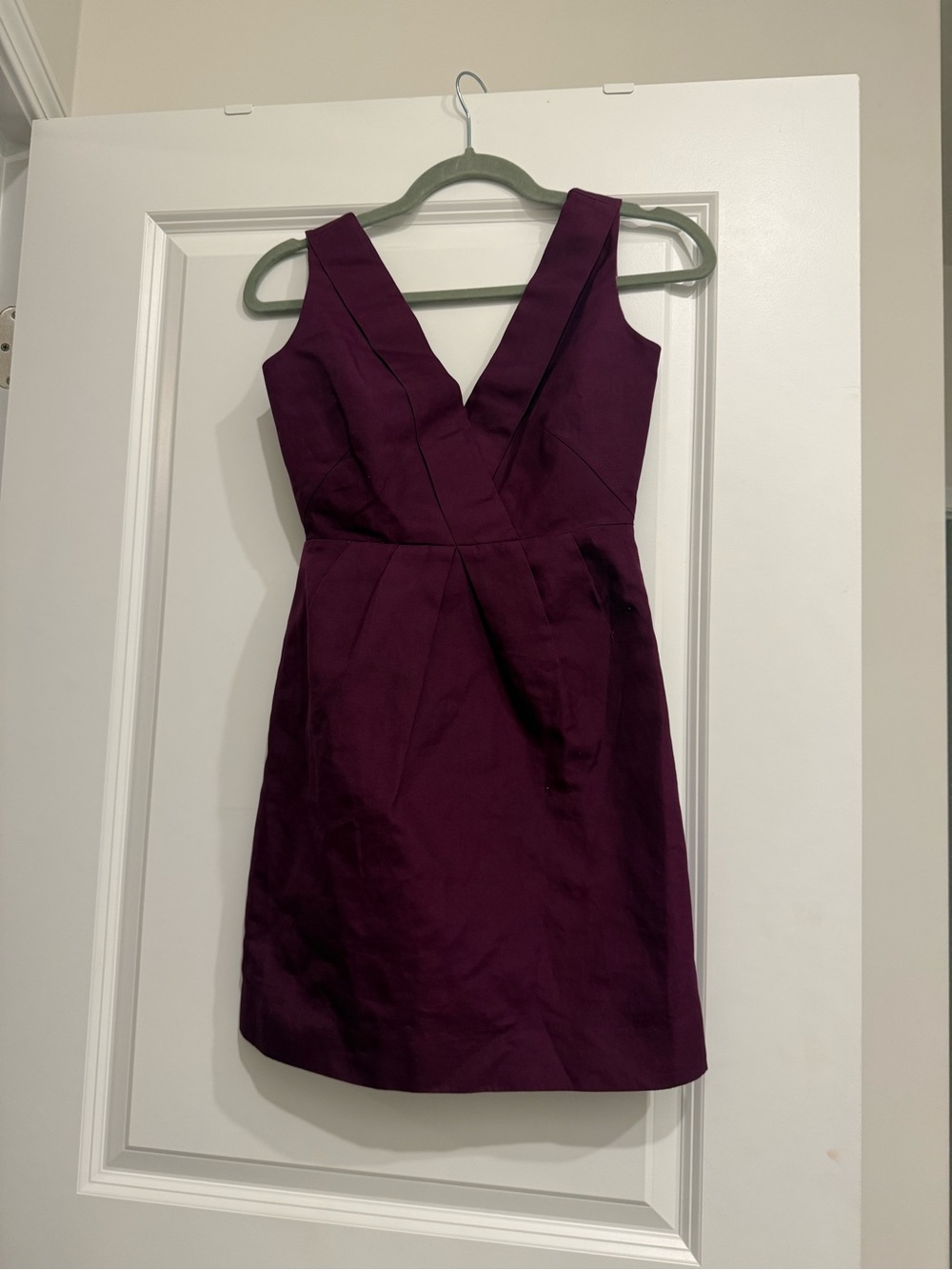 J. Crew Deep Plum V-Neck Mini Dress